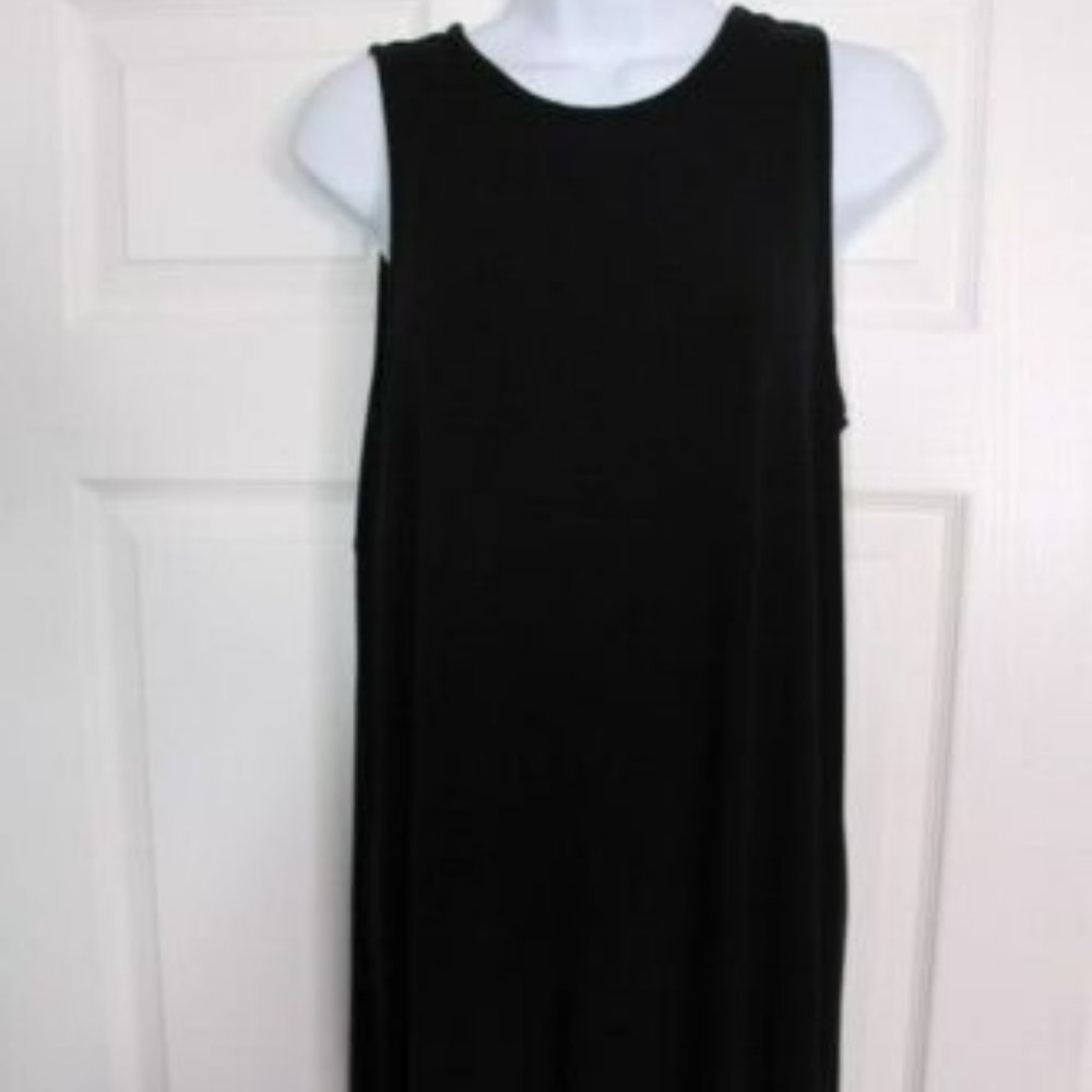 Mossimo Woman's Black Long Tank Tee Sleeveless Tunic Dress Size Large
